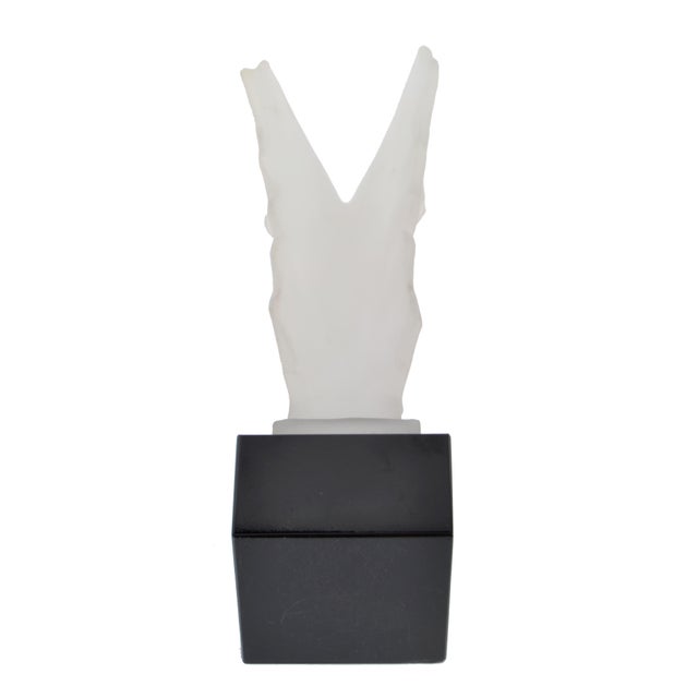 Glass 1930s Art Deco René Lalique Style Desna Frosted Glass Figure Fairy Flowing Wings For Sale - Image 7 of 13