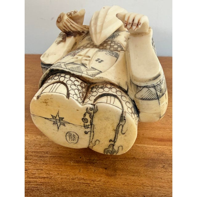 Bone Antique Carved Bone Chinese Immortal of Shou Lao, Late 1800s For Sale - Image 7 of 8
