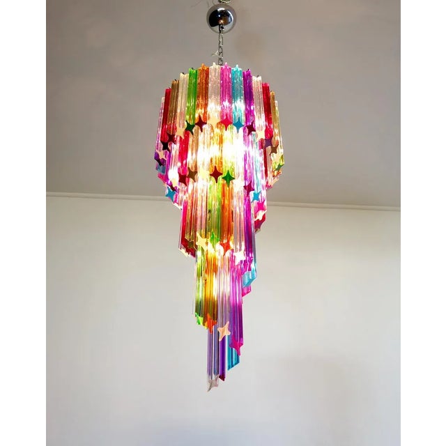 Vintage Italian Multicolored Glass and Metal Mariangela Chandelier, 1983 For Sale - Image 8 of 11