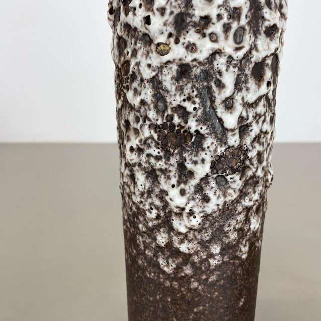 Brown Set of Two Pottery Fat Lava Vases Crusty Brown-White from Jopeko, Germany, 1970s, Set of 2 For Sale - Image 8 of 18