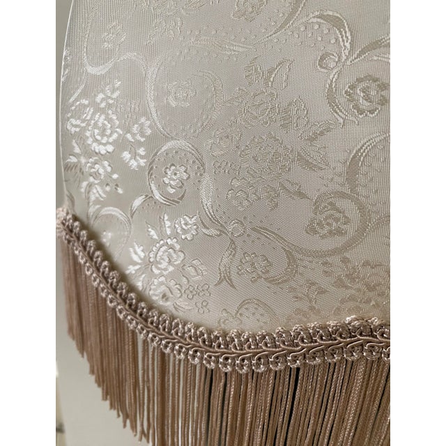 Vintage Art Deco Nouveau Black Table Lamp With Fringe Shade For Sale - Image 4 of 8