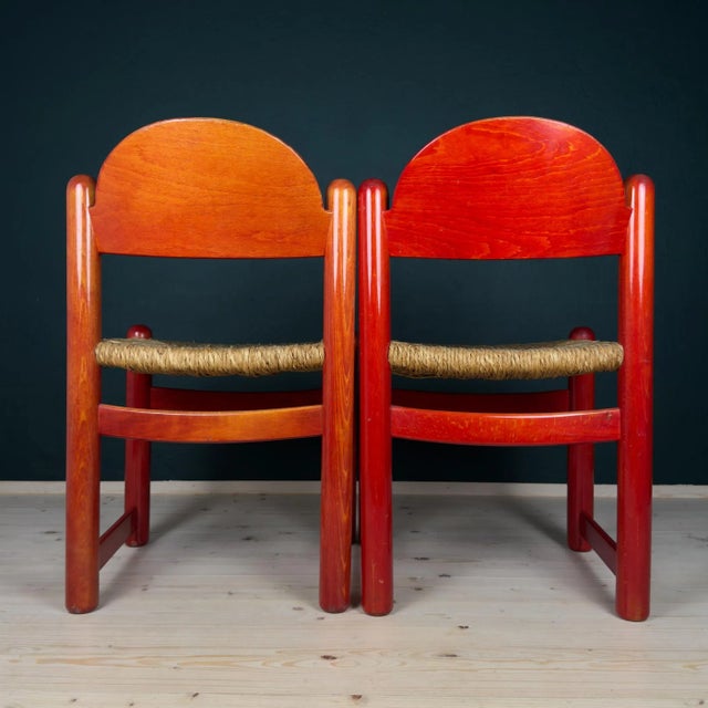 Wood Red Padova Chairs from Hank Lowenstein, Italy, 1970s, Set of 2 For Sale - Image 7 of 13