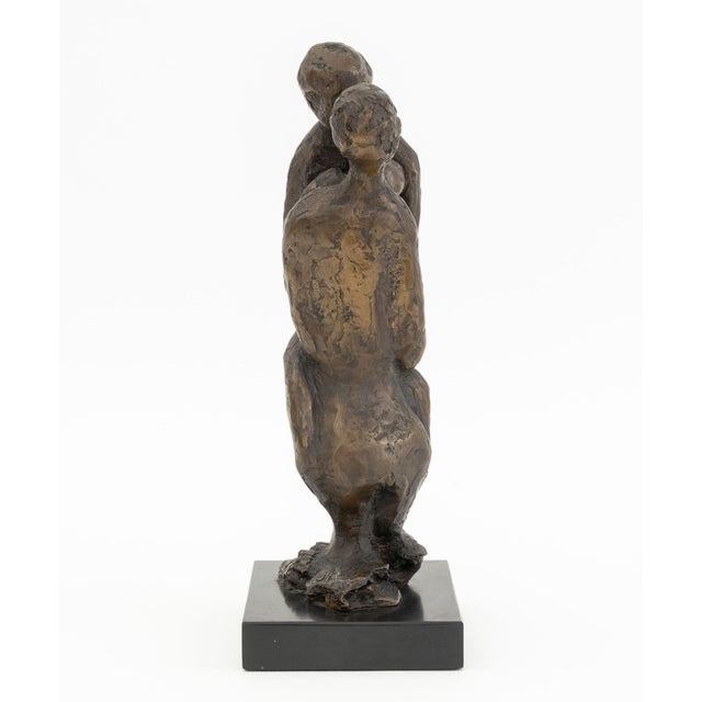 Late 20th Century Illegibly Signed Family Embrace Bronze Sculpture For Sale - Image 5 of 9