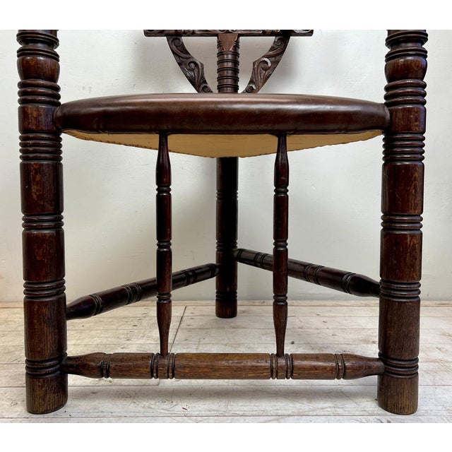 1950s Set of Oak with Leather Monk Chairs, Sweden, 1950s For Sale - Image 5 of 18