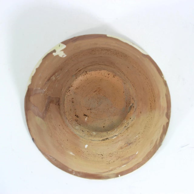 Vintage Clay Pottery Fish Bowl in the Style of Byzantine Half Glazed Ceramics For Sale - Image 4 of 9