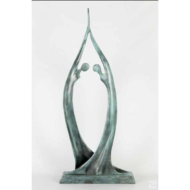 Vintage Jose Almanzor (Mexican) Sculpture in Verdigris Bronze of Embracing Lovers, Edition 30/30 For Sale - Image 4 of 8
