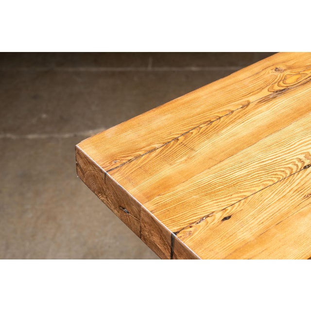 Industrial Oak Table on Antique Cast Iron Base For Sale - Image 9 of 14