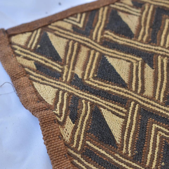 Early 20th Century Kuba Double Square Raffia Textile 44.5x22Inch For Sale - Image 4 of 8
