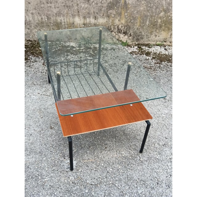 1960s Vintage French Coffee Table with Magazine Rack, 1960 For Sale - Image 5 of 10