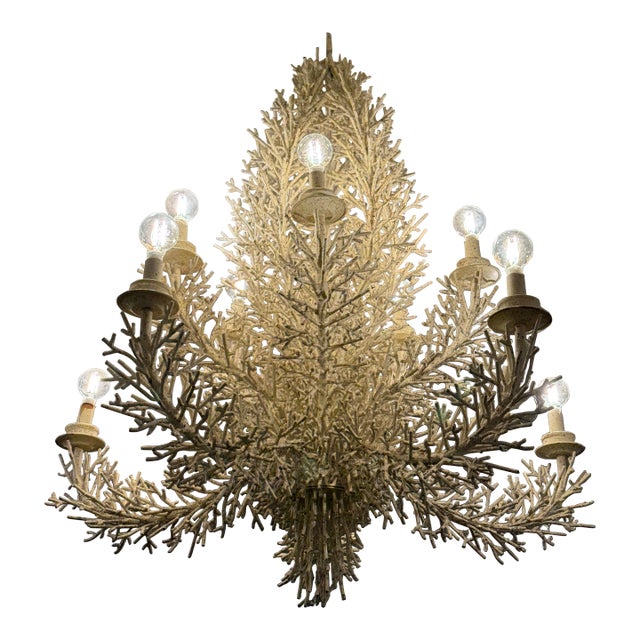 Pride Sasser for Cosona Manufacturing 10-Light Metal Coral Chandelier For Sale