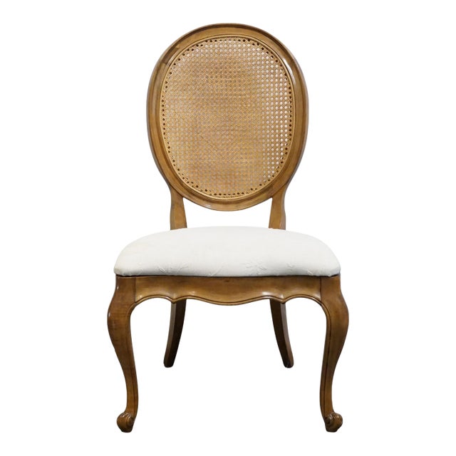 White of Mebane Country French Provincial Caned Round Back Dining Side Chair For Sale