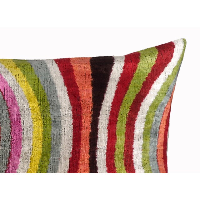 Contemporary Lucid Silk Velvet Ikat Throw Pillow Cover, 16 X 24 For Sale - Image 3 of 5