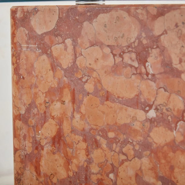 Modern Breccia Pernice Marble Console Table with Glass Top, Italy 1970s For Sale - Image 3 of 11