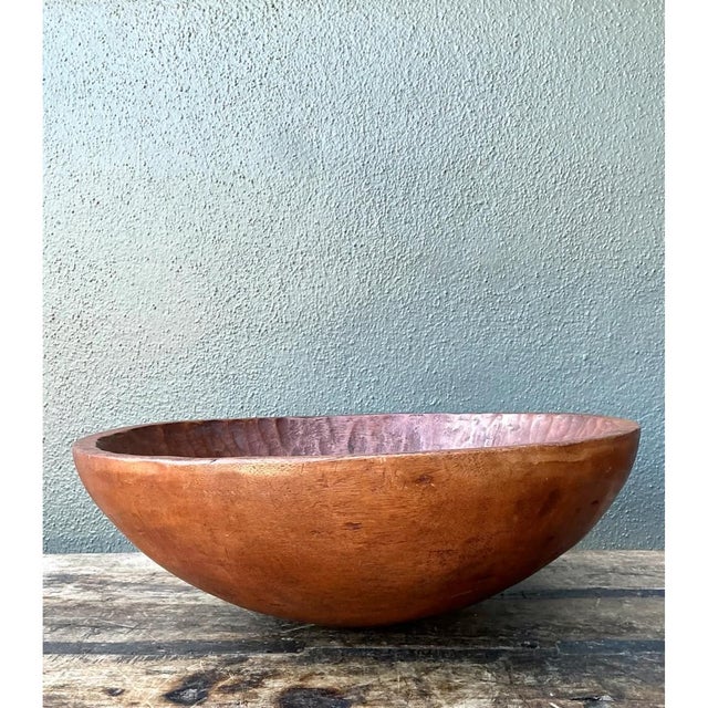Late 20th Century Vintage Hand-Carved Wooden Salad Bowl For Sale - Image 5 of 13