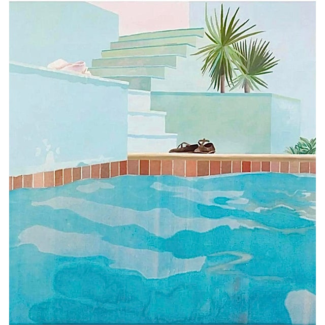1987 Original David Hockney "Pool and Steps" Louisiana Museum Exhibition Lithograph Poster Gorgeous Original David...
