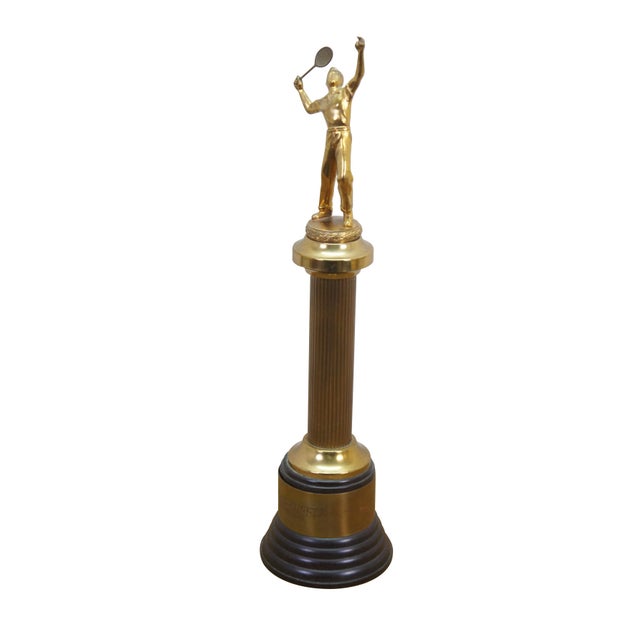 This vintage single-column tennis trophy by Dodge Inc. Trophies (Model No. 3) features a classic mid-century design,...