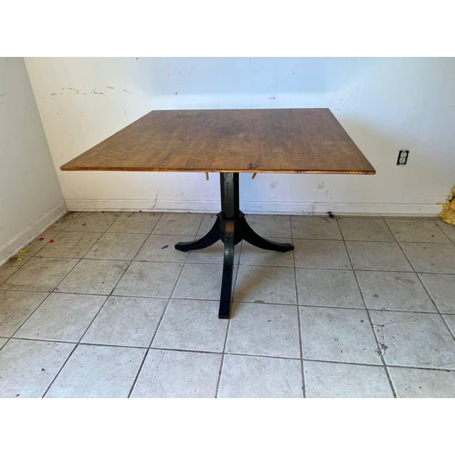 Vintage Duncan Phyfe Style Flip Top Table . Back pained legs, square top ( possibly maple ) sturdy and comfortable...