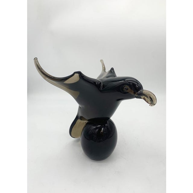 1980s Black Murano Glass Bird Statue by Lucio Zanetti, 1980s For Sale - Image 5 of 6