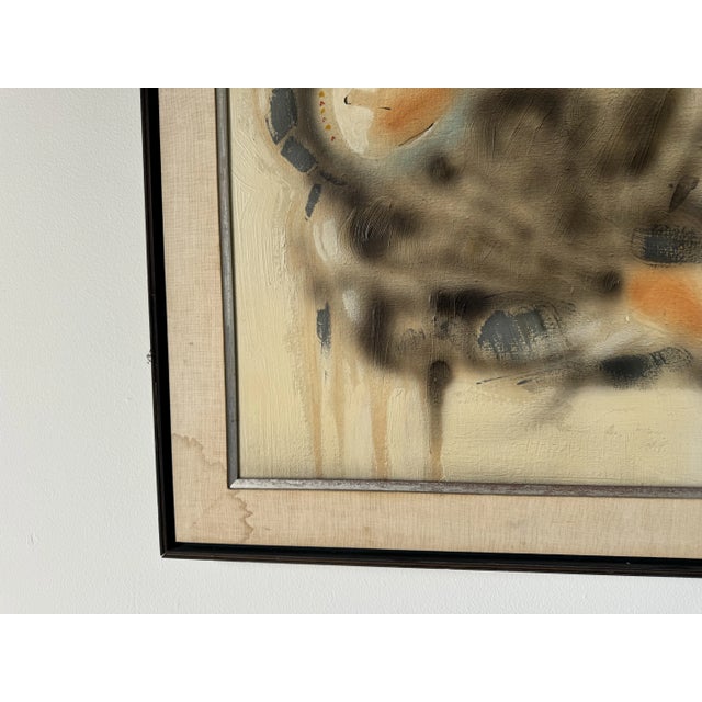 1970' Mid- Century Expressionist Abstract Painting by T. Warren, Framed For Sale - Image 9 of 10