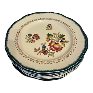 Set of 8 "Shanghai" by Longwy Plates, Early 1900s