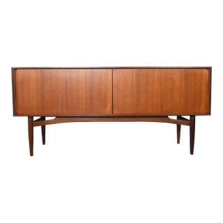 English Modern Sliding Door Credenza in Teak For Sale
