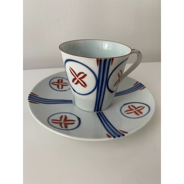 Mid 20th Century Mid Century Japanese Tea Cups and Saucers - Set of 6 For Sale - Image 5 of 13
