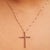 Haus of Brilliance 14K Rose Gold Plated .925 Sterling Silver 1.0 Cttw Champagne Diamond Gold Cross Pendant Necklace for For Sale - Image 4 of 5
