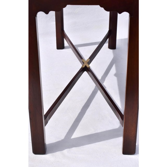 Brown Mahogany Campaign Style Two Drawer Console Table For Sale - Image 8 of 14