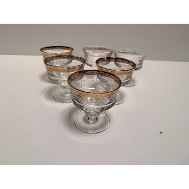 Murano Glass Medici Gold Rim Dessert Bowl Set, 1970s, Set of 6, in Good conditions. Designed 1970 to 1979 I have official...