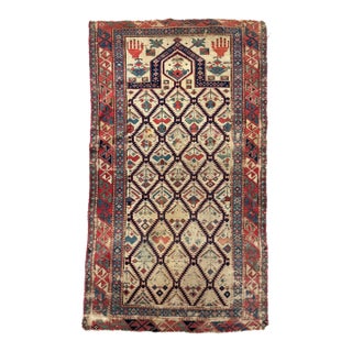 19th CENTURY Antique Shirvan Prayer Rug 2.6 x 5 For Sale