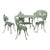 Set of Green Painted Metal Outdoor Garden Furniture: Antique Cameo Pattern, Six Pieces For Sale