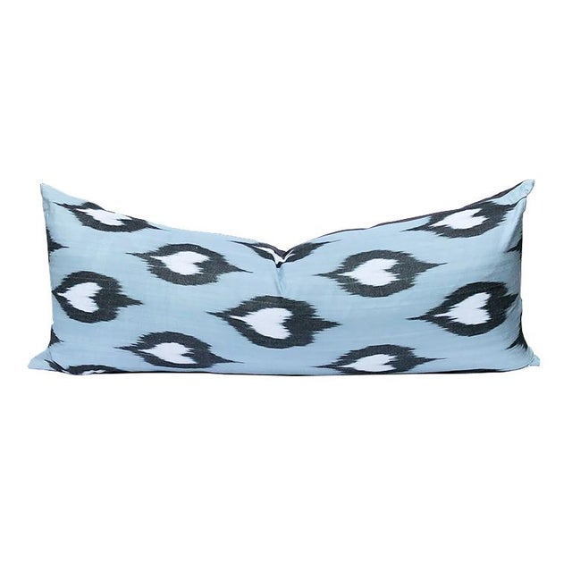 Gray Woven Tribal Ikat Down Fill Lumbar Pillow in Gray Black and White For Sale - Image 8 of 8