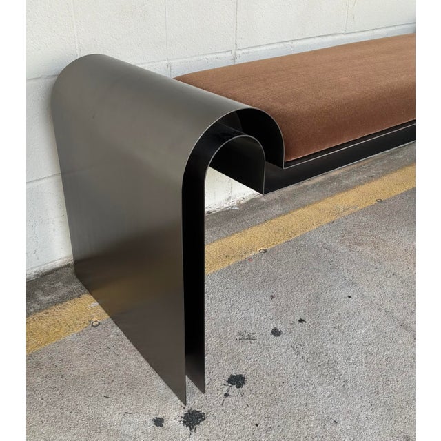 Caracole Caracole Modern Chocolate Brown Velvet Beau Bench For Sale - Image 4 of 5