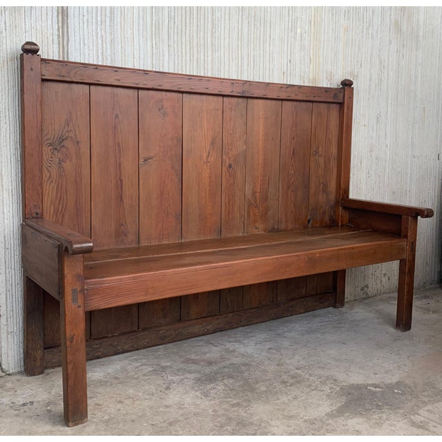 Spanish Early 20th Century Bench with Dove-Tail and Tall Back For Sale - Image 18 of 18