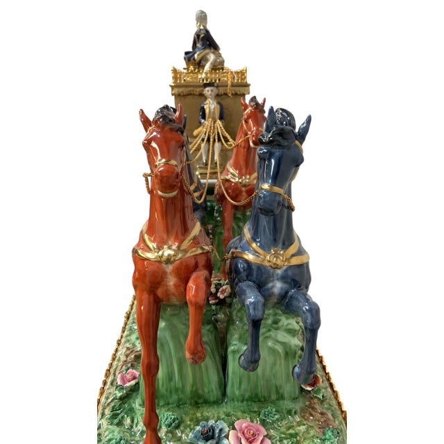 Antique Franz Hermle Monumental Capodimonte Style Vienna Porcelain Sculpted Mantel Clock/Centerpiece For Sale - Image 9 of 17