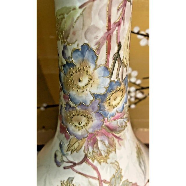 Gorgeous Antique Royal Bonn Large Floral & Gilt Moriage Art Nouveau Vase For Sale - Image 6 of 6