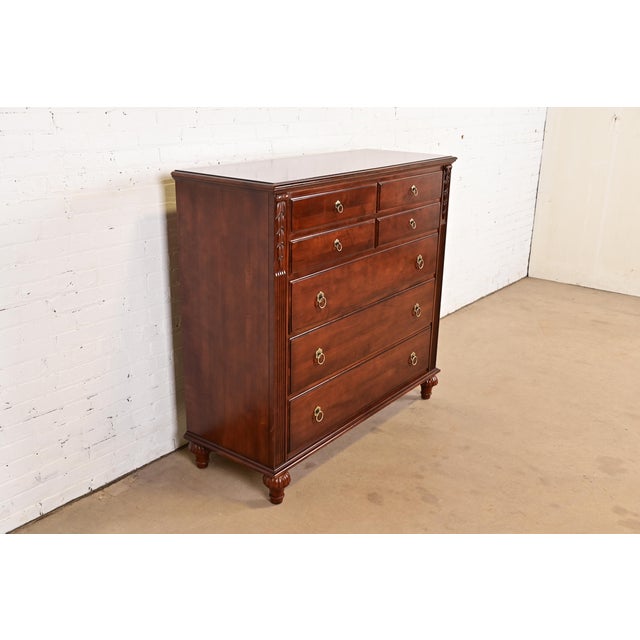 Ethan Allen Ethan Allen British Colonial Carved Maple Chest of Drawers For Sale - Image 4 of 16