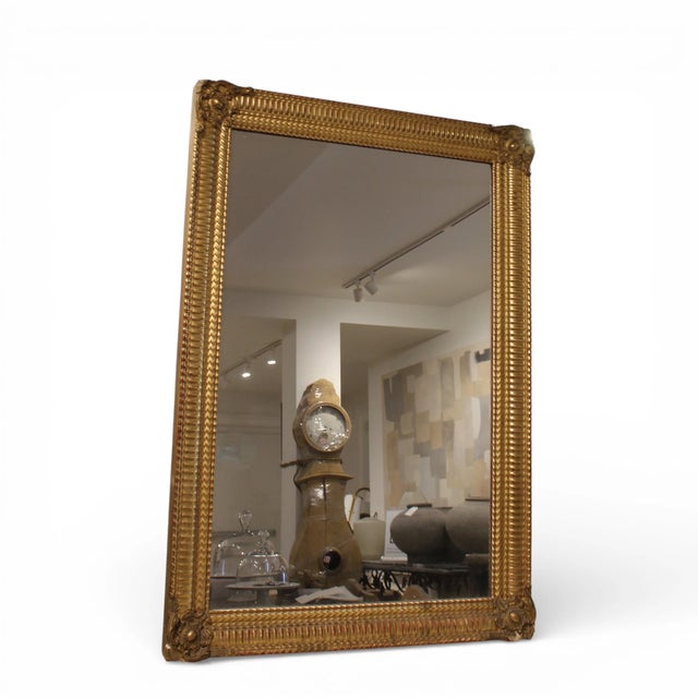 French 19c French Antique Louis Philippe Gilded Mirror With Ripple Detail For Sale - Image 3 of 4