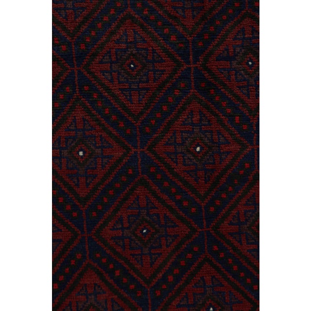1950s Vintage Baluch Tribal Rug in Red & Navy Blue Patterns by Rug & Kilim For Sale In New York - Image 6 of 7