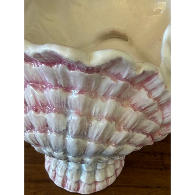 Traditional Vintage Italian Majolica Ceramic Clustered Shell Centerpiece Bowl For Sale - Image 3 of 11