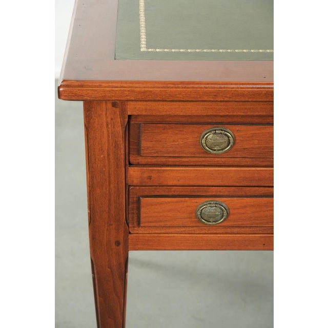 English Desk with Green Leather Top, Gilt Details and 5 Drawers For Sale - Image 9 of 15