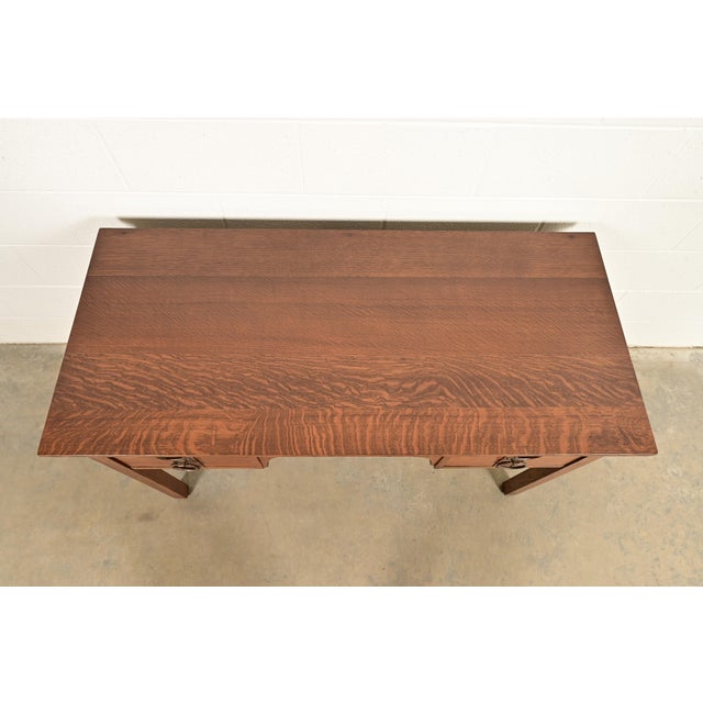 Gustav Stickley Antique Mission Oak Arts & Crafts Writing Desk, Newly Refinished For Sale - Image 12 of 15