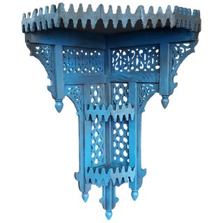 Moroccan Blue Wooden Corner Shelf
