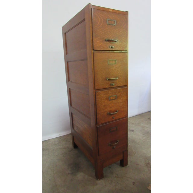Traditional Antique Oak File Cabinet Cupboard Rare Weis For Sale - Image 3 of 9