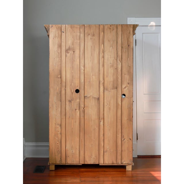 Brown English Pine Linen Press, Armoire, Wardrobe For Sale - Image 8 of 10