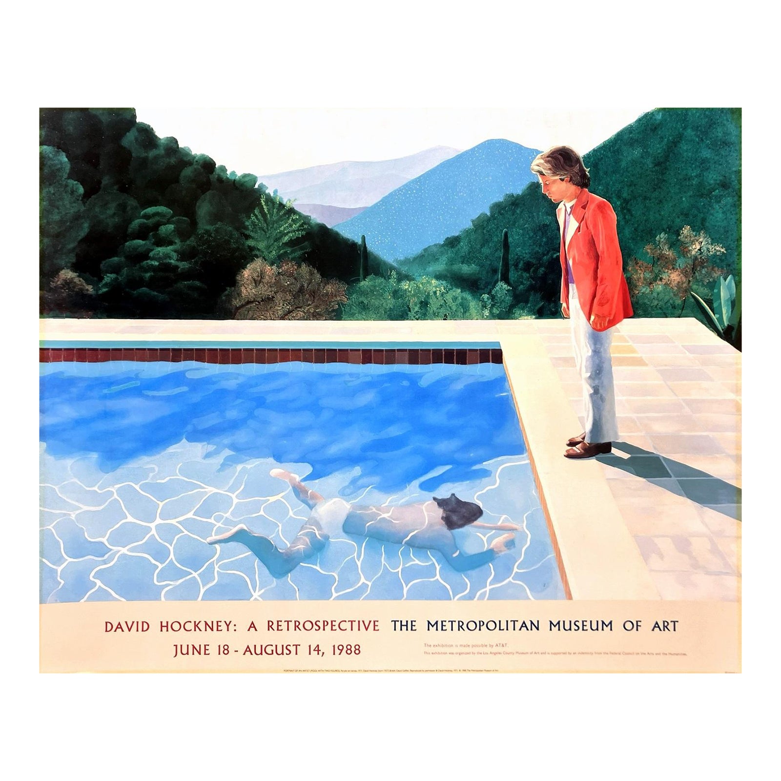 レア　David Hockney ポスター David Hockney Vintage 1988 Pop Art Lithograph Print Framed