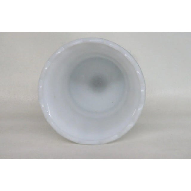 Glass White Opaline Milk Glass Paneled Urn Vase Pedestal Planter For Sale - Image 7 of 11