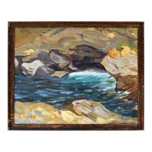 1930's Abstracted Landscape Water on the Rocks - by Leslie Bruner Wulff