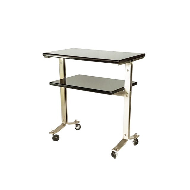 Brushed Steel & Stained Wood TV Trolley attributed to Giulio Moscatelli for Formanova, 1960s For Sale - Image 13 of 13