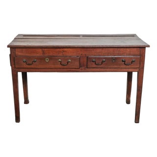 Antique George III Style Oak Square Tapered Leg Welsh Kitchen Dresser Base For Sale